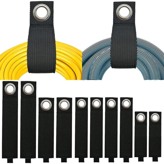 Heavy-Duty Storage Straps (Assorted 10 Pack) - Extension Cord Storage, Organizer, Cord Wrap Keeper, Cable Straps for Tools, Hoses, Rope, RV, Workshop and Garage Wall Storage and Organization