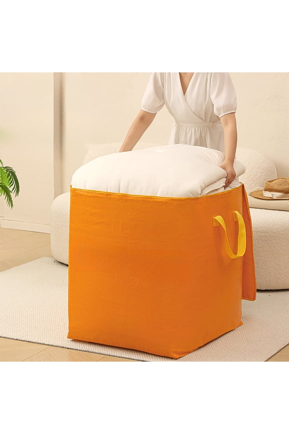 Heavy Duty Storage Tote Bag – Large Moving Bag With Zipper | Waterproof, Stackable, Extra Thick Polypropylene | Comfortable Grip Handles | Yellow | 21.7x20.5x22 in