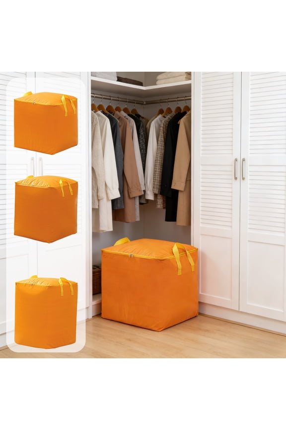 Heavy Duty Storage Tote Bag | Large Zipper Moving Bags | Waterproof Plastic | Reinforced Handles | Stackable | 21.7x20.5x22" | Durable Clothes & College Supply Organizer | Extra Thick | Yellow