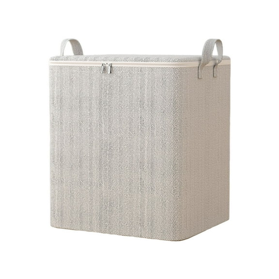 Heavy Duty Storage Tote Bag With Reinforced Handles And Opening Zipper, Collapsible Organizer For Clothes Toys Bedding And Household Items, Reusable Nonwoven Fabric