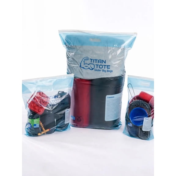 Heavy-Duty Storage Zip Bag with Handles, Clear (Pack of 1 Large, 2 XL, 1 XXL)