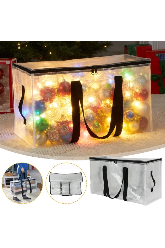 Heavy Duty Storage and Moving Bag | 20-Gallon Clear Polypropylene Bag with Zipper Closure and Reinforced Handles | Supports Up to 60 Pounds