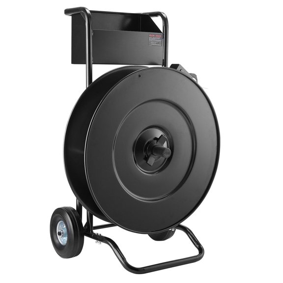 Heavy Duty Strapping Cart with Brake & Tool Tray, Fits 8"/16" Coils