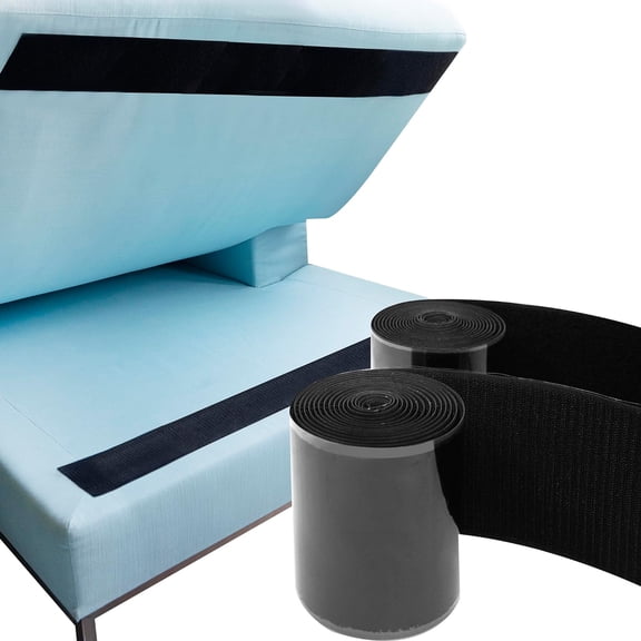 Heavy Duty Strips for Couch Cushions 4 Inch x 6.5 FT Keep Sofa Cushions from Sliding - Adhesive Hook and Loop Tape Roll to Prevent Sliding Couch Cushion, Outdoor Non Slip Furniture Grip Black