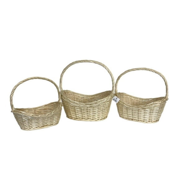 Heavy Duty Sturdy Handmade Willow basket 059S 3pcs per set Holiday Gift Kitchen Living room Decor Jumbo oval basket set CalCastle Craft
