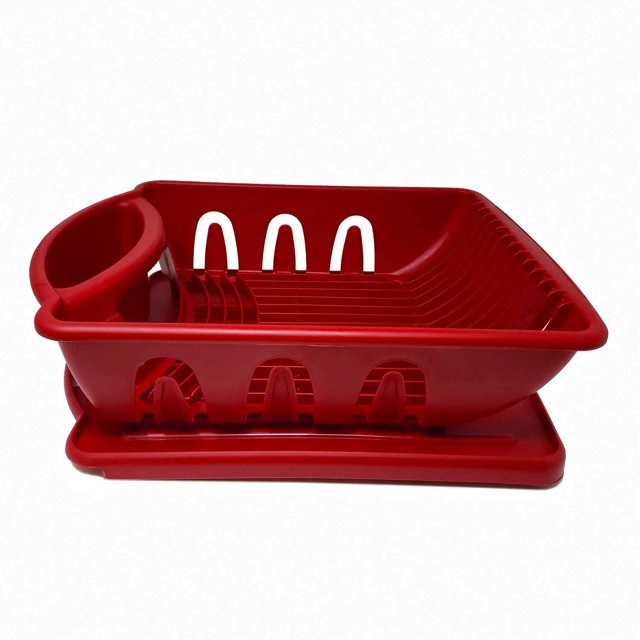 Heavy Duty Sturdy Hard Plastic Sink Set With Dish Rack With Drainer & Drainboard,Easy to Clean