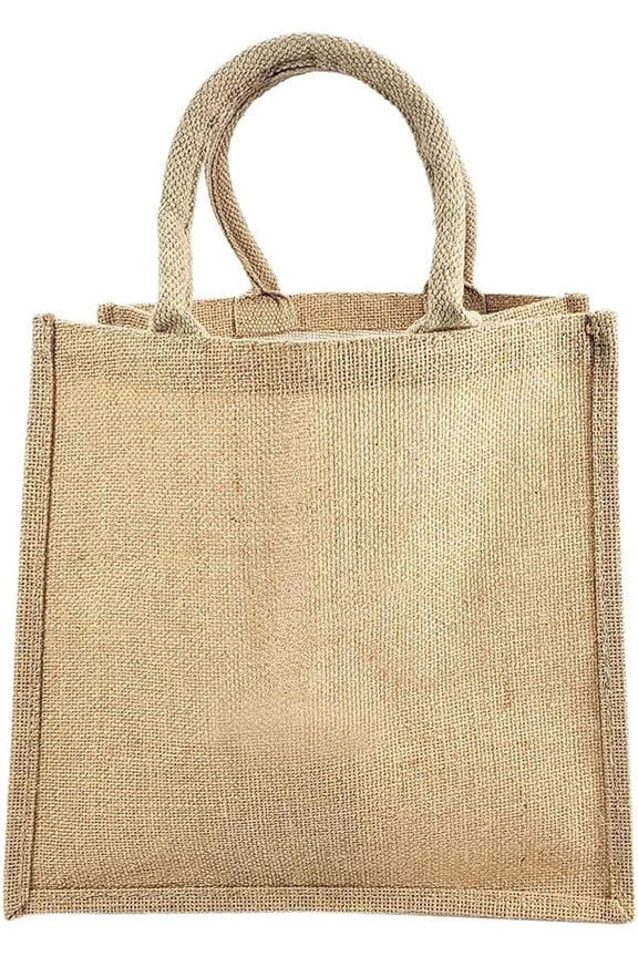 12-Pack Heavy Duty Sturdy Jute Burlap Tote Bags with Handles Reusable Grocery Shopping Bags Blank Fabric for DIY, Crafts