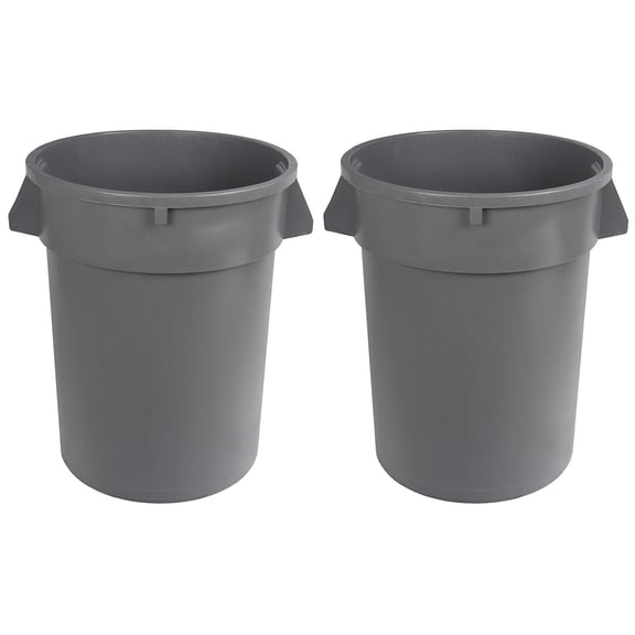 Heavy Duty Sturdy Round Trash Can, 32 Gallon, Grey, Pack of 2