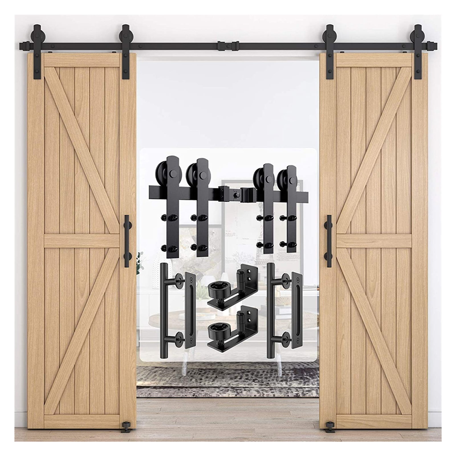 Heavy Duty Sturdy Sliding Barn Door Hardware Kit, Door Slides for