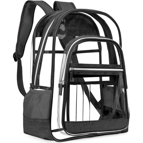 Heavy Duty Stylish Clear Backpack - 15L Large Transparent Bag with Adjustable Straps, Multiple Pockets & Compartments - Durable See-Through Plastic Clear Book Bag for School, Work - Rose Pink