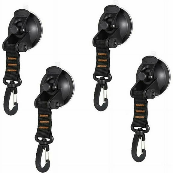Heavy-Duty Suction Cup Hooks For Smooth Surface Mount, Camping Accessories Tie Down Hook Strong Vacuum Suction 4 Pcs, Perfect For Rv, Car, Tent, And Home (4 Pcs)