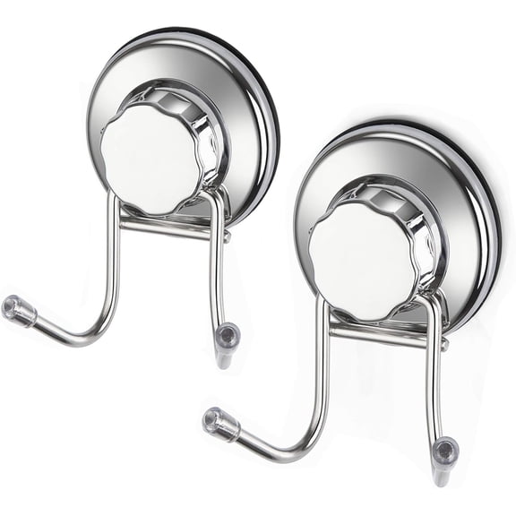 Smooth Surfaces Suction Cup Hooks, Multipurpose Vacuum Suction Technology Chrome Stainless Steel Hooks for Rustproof Heavy Duty Applications, Removable and Repositionable