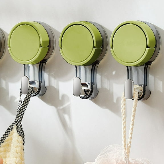 Heavy Duty Suction Cup Hooks, Strong Vacuum No Drill Hooks for Tiles & Glass, Removable Adhesive Hooks for Bathroom Kitchen, Towel Robe Holder, No Residue