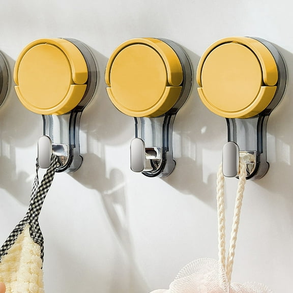 Heavy Duty Suction Cup Hooks, Strong Vacuum No Drill Hooks for Tiles & Glass, Removable Adhesive Hooks for Bathroom Kitchen, Towel Robe Holder, No Residue
