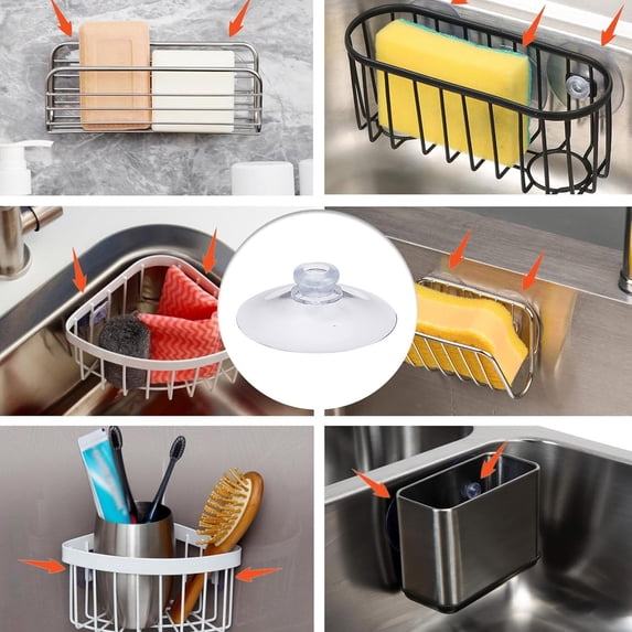 Heavy Duty Suction Cup Hooks for Storage Rack Sponge Holder Kitchen Organization Wall Mount Strong Hanging