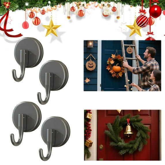 Heavy Duty Suction Cup Wreath Hanger for Front Door No Drill Reusable Holiday Decorations Hooks for Glass Windows Non Porous Surfaces All Season