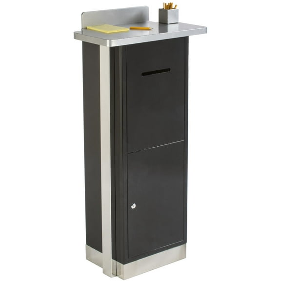 Heavy Duty Suggestion Comment Box, Floor Standing Mail Slot, Locking Door (Steel) (FLSDSUGBK)
