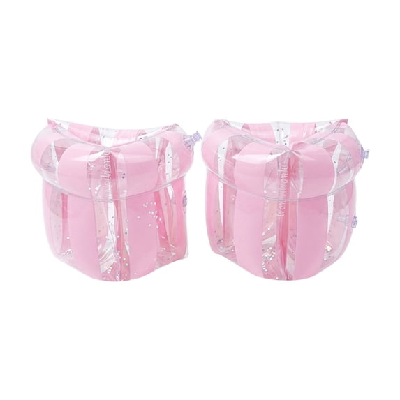 Heavy Duty Summer Inflatable Pool Float with Glitter Stripes and Double Air Chambers for Pool and Beach Fun,Pink