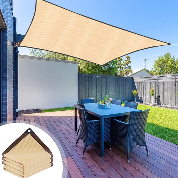 Heavy Duty Sun Shade with 32.81' Rope and 4 Links, UV Protection Fade Tear and Rust Resistant Rectangle Sunshade Canopy, Curved Edges Blocks Sunlight, Breathable Sail, Outdoor Patio, Lawn Garden