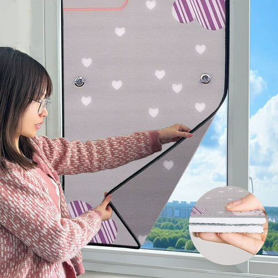 Heavy Duty Sun Shade Curtain, Thermal Insulation Reflective Film for Windows, 39.37 x 11.81 Inches, Double-Sided Aluminum Foil XPE, UV Blocking Heat Shield for Sunroom, Patio, Car Windshield and Home