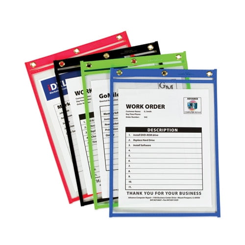 "Heavy-Duty Super Heavyweight Plus Stitched Shop Ticket Holders, Clear/Assorted, 9 X 12, 20/Box | Bundle of 10 Boxes"