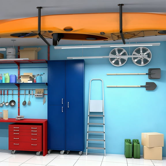 Heavy-Duty Surfboard Wall & Ceiling Mount, 100LB Overhead Garage Storage Rack with Sponge Pads for Ladder, Snowboard, Paddle Board, Kayak, Black