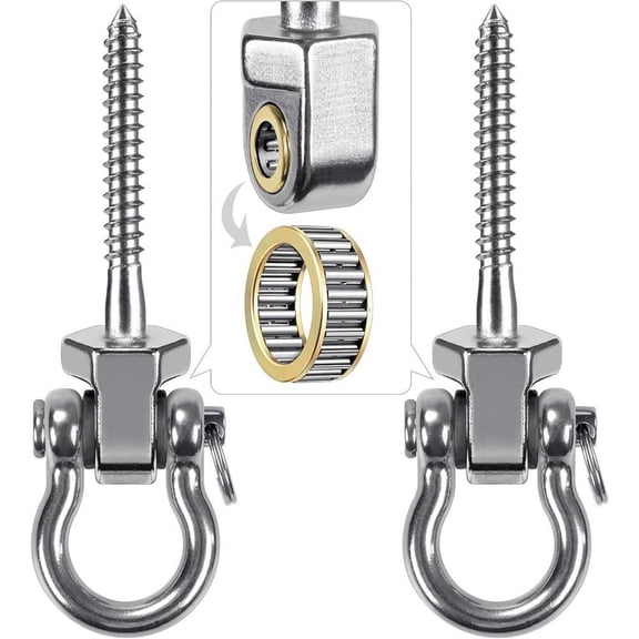Heavy Duty Swing Hangers with Bearings, 2-Pack - Stainless Steel Porch Swing Hardware for Patio & Playground, Quiet Swivel Hooks - Indoor/Outdoor Heavy Duty Swing Hardware