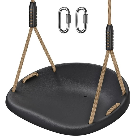 Heavy Duty Swing Seat for Adults Kids Tree Swing with Weather Proof Ropes Swing Set Accessories for Backyard Patio Garden Playground, Height Adjustable Black