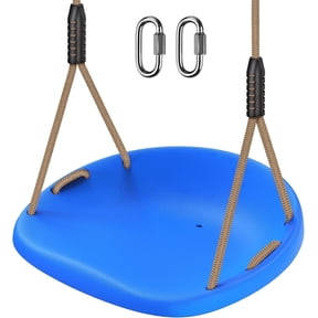 Runstore Heavy Duty Swing Seat with Blue Wider Seats & Adjustable Rope and Carabiners for Kids and Adults, Non-Slip, 500LB Capacity