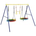 thumbnail image 1 of Heavy-Duty Swing Set,3 in 1 Outdoor Toddler Swing Set for Backyard, Outdoor Toddler Saucer Swing Set for Backyard, Playground Tree Swing Sets with Steel Frames, with Disc Tree Swing Playset, 1 of 9