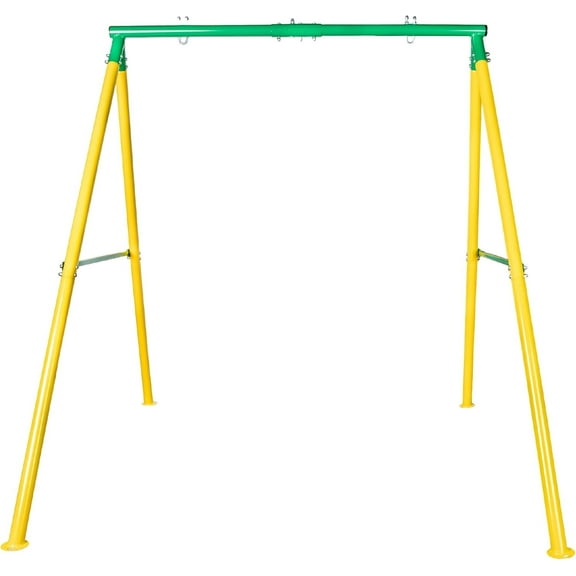 Heavy Duty Swing Set Frame and Assembly Hardware, Outdoor Playground Equipment for Kids, Safe & Durable Metal Swing Stand - Green and Yellow