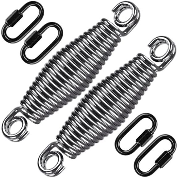 Heavy Duty Swing Springs for Hammock Chair, Porch Swing, Hammock Stands Mount, Innovative Conical Shape & Double Closed Ring Design Up to 400 lbs, w/Locking Carabiners(2 Pack)
