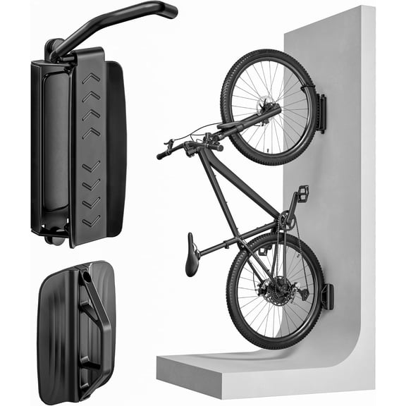 Heavy Duty Swivel Bike Wall Mount, 77 lb Capacity Bike Rack for Garage, Adjustable Indoor Bike Storage Hanger for MTB, Road, Hybrid & E-Bikes, Space-Saving Vertical Bike Holder, 1 Pack