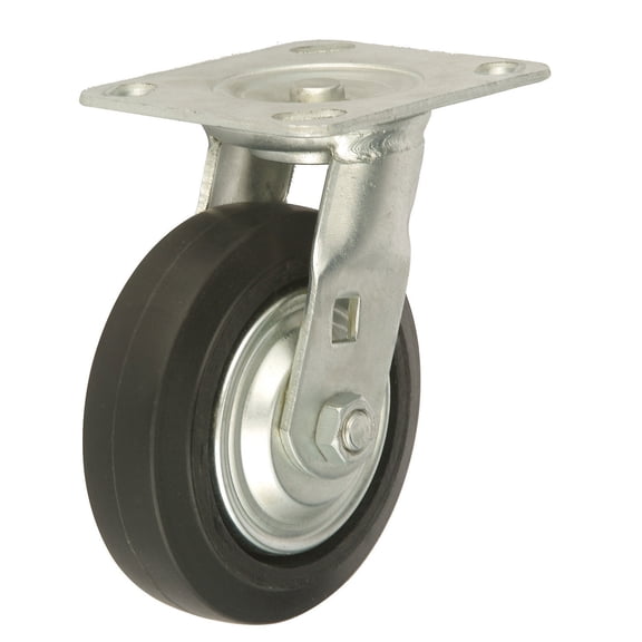 Global Industrial Heavy Duty Swivel Plate Caster 5"" Mold-on Rubber Wheel 350 lb