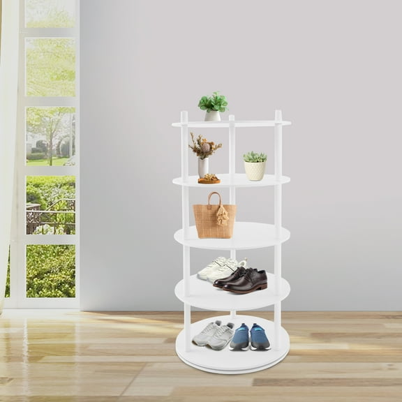 Heavy-Duty Swivel Shoe Rack, 55cm Diameter Base, 110.23lbs Total Capacity & Stable Freestanding Design, Ideal for Shoe Collectors