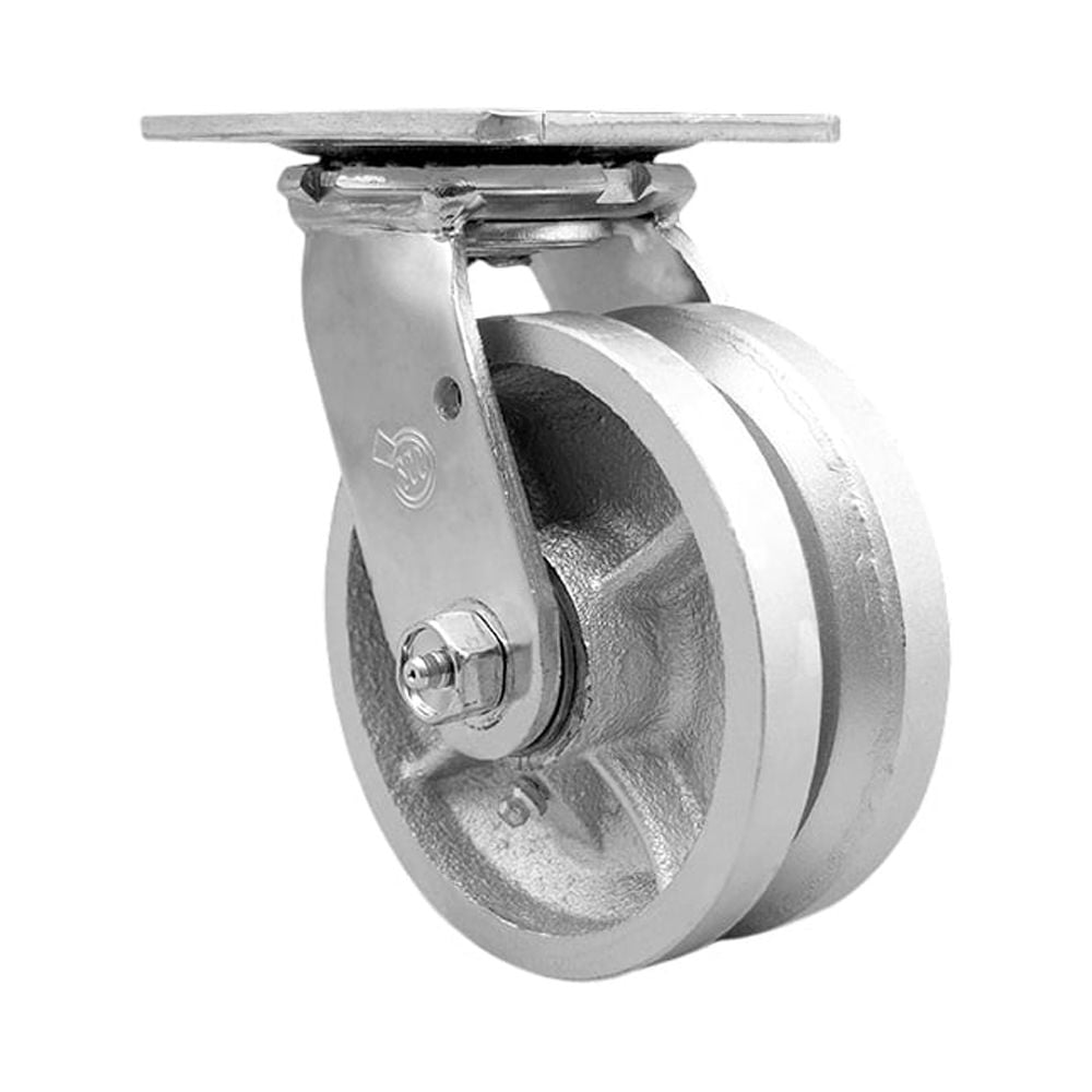 Heavy Duty Swivel Top Plate Caster with 5 Inch V Groove Semi Steel Cast