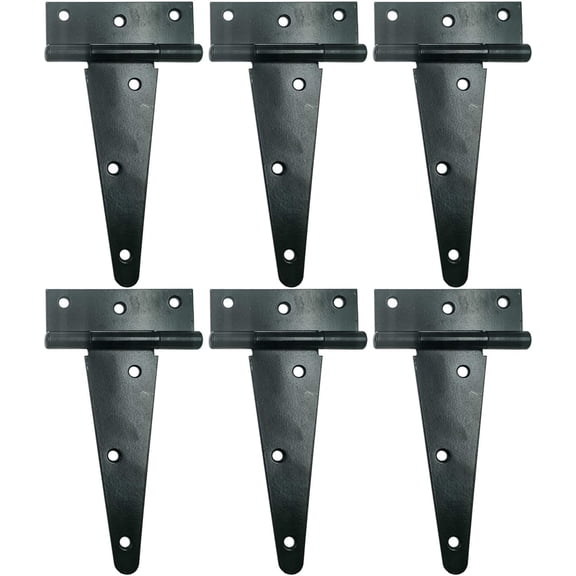 Heavy Duty T Hinge Tee Hinge T Strap Hinge Shed Hinge Gate Hinge Barn Hinge Fence Hinge Door Hinge Wrought Rustproof All Size Black (6 pcs, 6 inch