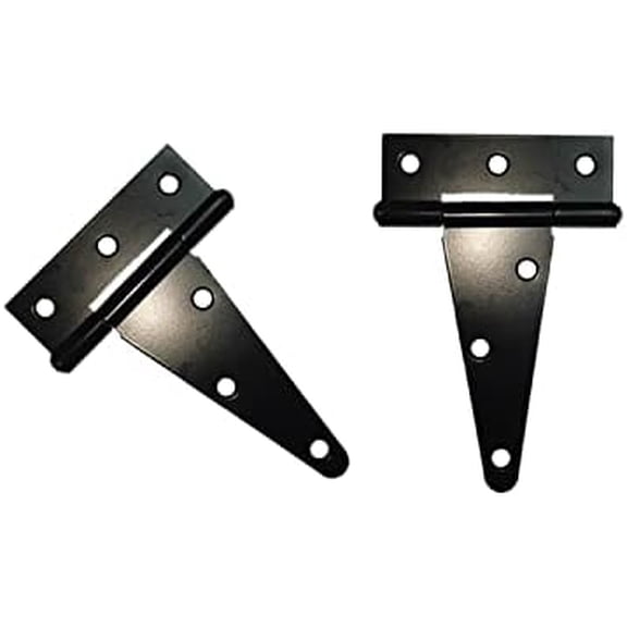Heavy Duty T Hinge Tee T Strap Shed Gate Barn Fence Door Hinge Wrought Rustproof All Size Black (2 pcs, 4 inch)