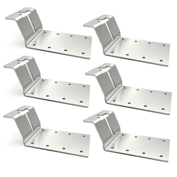Heavy Duty T-Post Mounting Brackets 6-Piece Set 3-Inch Steel Vertical Support Corner Brace for Plywood Mounting and Garden Wire Mesh Fence Repair Maintenance Kits Silver