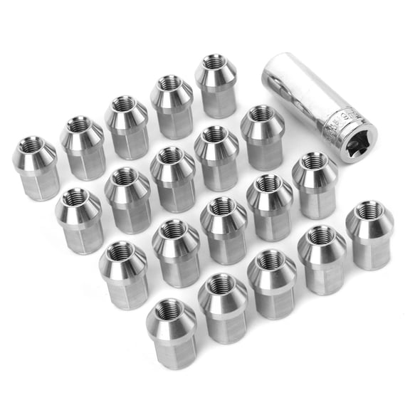 Heavy Duty T304 Stainless Steel Wheel Lug Nuts M12x1.5 Thread Universal Automotive Car Modification Replacement Accessories Pack of 20 (1.73 inches / 4.4 cm Length, Hex 19mm)