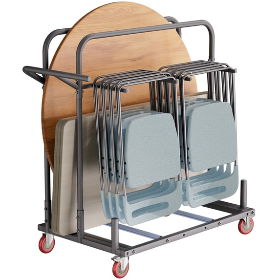Heavy Duty Table and Chair Transport Cart with Adjustable Soft Grip Pads - Side Mount Chair Carrier with Secure Handle
