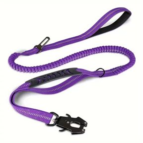 Heavy‑Duty Tactical Bungee Dog Leash 4‑6 Ft Reflective Shock Absorbing Strap With Quick Release Carabiner And Dog Seat‑Buckle Attachment for Medium Large Dogs