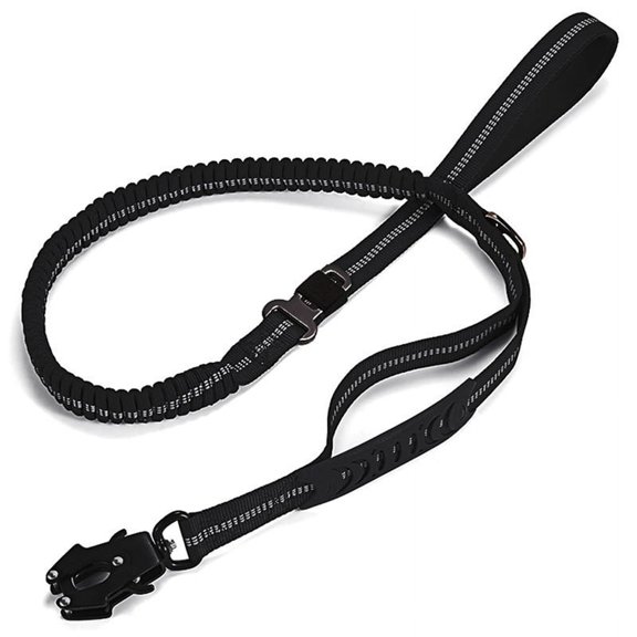 Heavy Duty Elastic Dog Leash No-Pull Reflective Shock-Absorbing Pet Large Black