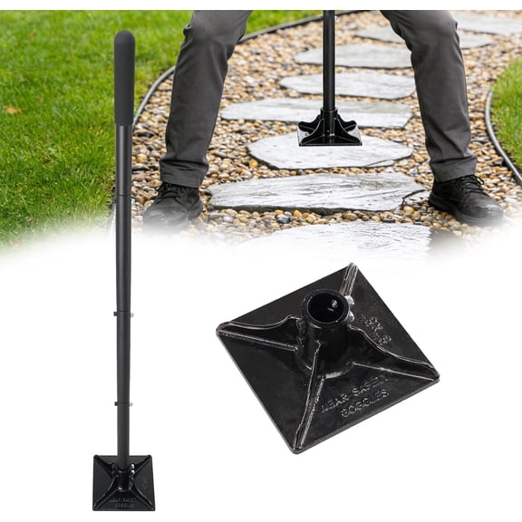 Heavy Duty Tamper Tool, 59 Inch Manual Soil Compactor Hand Tamper with Solid Flat Base Lawn Leveling Tool with Comfortable Handle for Yard Patio Driveway Garden Dirt Sand Gravel Soil 