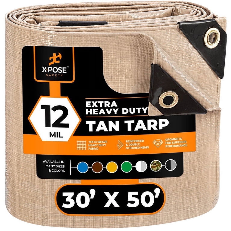 30 Ft. X 40 Ft. White 12 Mil Heavy Duty Plastic Poly Tarp – Waterproof, Tear-Resistant