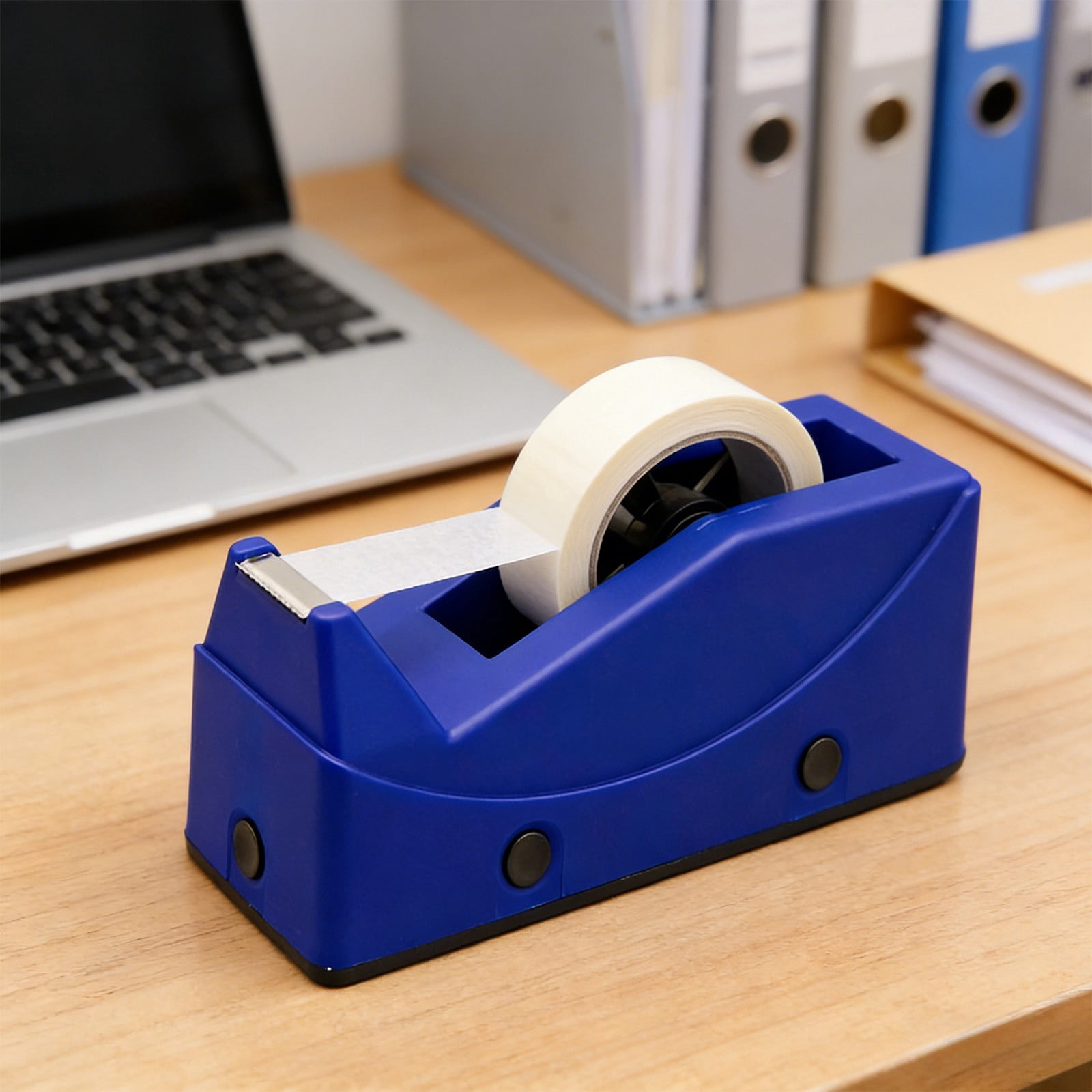 Heavy Duty Tape Holder Dispenser, 8.6×3.8in Desktop Non-Slip Tape Cutter, Compatible with ≤0.98in Width Tape, Home Office Desk Stationery, Blue