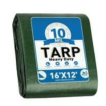 Heavy Duty Tarp 16x12ft, Waterproof Tarps with Grommets Every 19.7", 10 Mil Thick Protective Tarps for Emergency Rain Shelter, Large Multi-Purpose Tarps for Home,Boats,Cars,Camping,Protective Cover