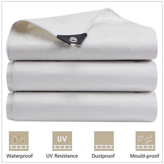 Heavy Duty Tarp Waterproof Poly Canopy Tent Shelter Cover 12 Mil Tarpaulin Outdoors Protector White 12'x16'