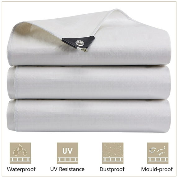 Heavy Duty Tarp Waterproof Poly Canopy Tent Shelter Cover 12 Mil Tarpaulin Outdoors Protector White 12'x40'