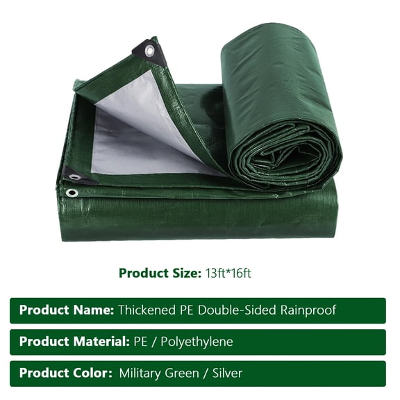 Heavy-Duty Tarpaulin, Heavy Duty Tarp 13' x 16' Rain and sun protection,for Tarpaulin Canopy Tent,Boat,RV or Pool Cover